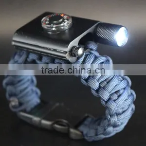 LED Light Paracord Bracelet for Outdoor Camping Survival Bracelet With Thermometer/firestarter Buckle/flashlight thumbnail-5