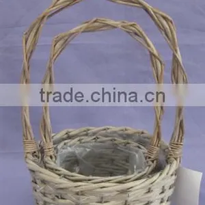 Decorative Round Willow Basket With Handle thumbnail-1
