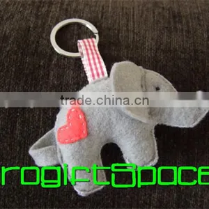 2017 Handmade Felt Vintage Love Cute Elephant Keyring Valentines Keychain Bag Charm Made in China thumbnail-1