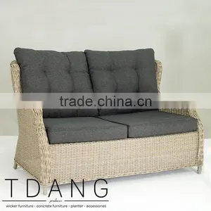 Driago Wicker Sofa- Outdoor Rattan Bench- Patio Brown Wicker Bench thumbnail-1