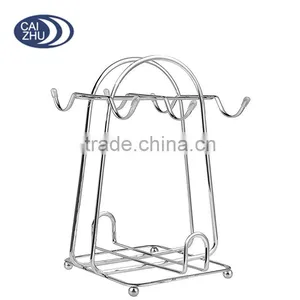Metal Wire Rack for Organizing 6 Saucers & 6 Cups & 6 Spoons Espresso Set Rack Tea Set Display Stand thumbnail-3