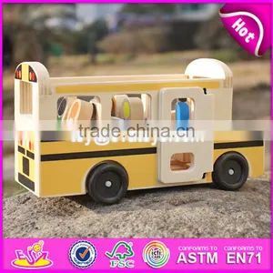 2017 New Design Toddlers go Sightseeing Wooden Bus Toys W04A340 thumbnail-3