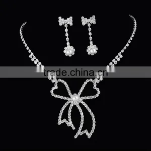 Fashion Rhinestone Bow Tie Crystal Bridal Jewelry Set thumbnail-1