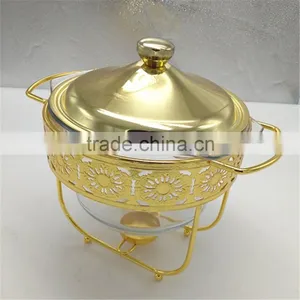 4L Wholsale Restaurant Hotel Supplies Chafing Dish, Gold Glass Buffet Stove thumbnail-2