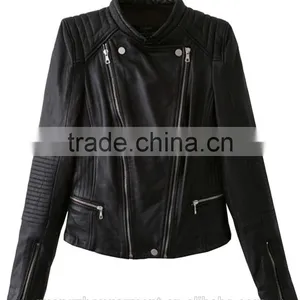 Womens Cuff Lapel Punk Zip Slim Fit Faux PU Leather Motorcycle Sexy Cool Short Jacket thumbnail-3