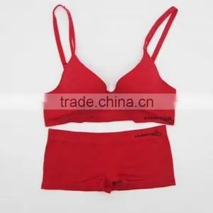 Seamless Women Sport Bra Set Without Steel Ring Ladies Underwears and Panties Girls Bra and Boyshort thumbnail-1