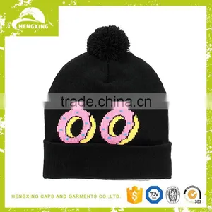 Unique Acrylic Sports Stripe Beanie With Pompom thumbnail-1