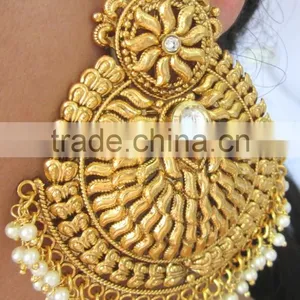 BIG Gold Plated DANGLER Earrings thumbnail-1
