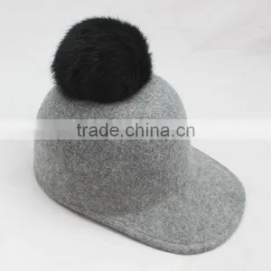 Myfur Genuine Soft Fox Body Fur Pom Pom Elegant Adults Unisex Felt Fedora Hat thumbnail-4