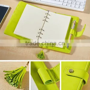 High Quality pu Cover Planner With Metal Buckle Custom Loose Leaf Binding Notebook With Tassels Gold Foil Logo thumbnail-5