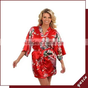 Short Sleepwear Satin Fashion Kimono Robes 14 Colors Available PC028 thumbnail-1