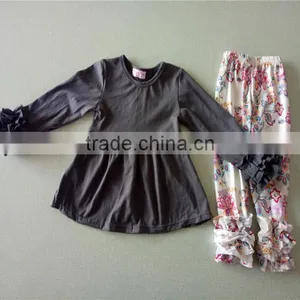 Wholesale Sleeve Doughnut Tunic Matching Ruffle Pants Set Baby Girl Fall Winter Boutique Outfits thumbnail-1