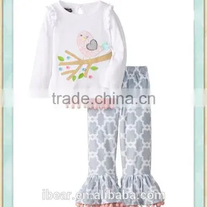 Thanksgiving Day Birds Ruffle Raglan Set Fall Boutique Girl Clothing Quatrefoil Icing Baby Leggings 2016 New Girl Autumn Outfits thumbnail-1