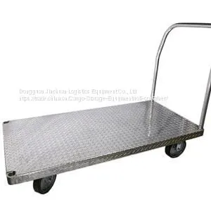 4 Wheels Stainless Steel Flatbed Push Cart / Hand Trolley thumbnail-1
