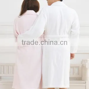 White and Pink Couple Cotton Terry Hotel Bathrobe thumbnail-1