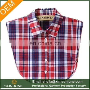 OEM High Quality Ladies Cotton Check Fake Collar Diki Shirts thumbnail-1