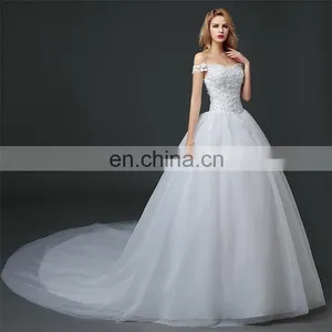 HS1610 Latest Applique Off Shoulder Long Train Bridal Gown Wedding Dress 2017 thumbnail-2