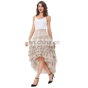 Belle Poque Women Ladies Amelia Steampunk Elastic Waist Ruffled Lace Cake Skirt BP000221-1 thumbnail-4