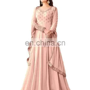 Women Occasion Party Wear Semi Stitched Georgette Anarkali Suit Dress Material 2017 thumbnail-1