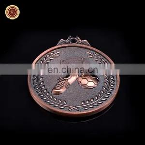 Wr New Product Bronze Plated Metal Medal Custom Soccer Medal With Ribbon for Wholesale thumbnail-1