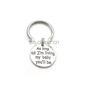 Hot Sale Amazon Product Mother's Day Souvenir Round Shape Engraved As Logo As Metal Tag Keychain thumbnail-1