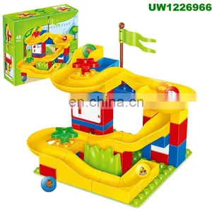 City Building Blocks Set, Track Builder Castle Kit, Car Racing Toy, 163 Pcs DIY Learning Puzzles thumbnail-1