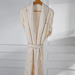 Eliya Embroidered Bathrobe Linen Robe 5 Star 100% Cotton Jersey Bath Linen White Luxury Hotel Bath Robe thumbnail-1