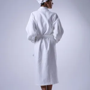 Eliya Kimono Collar Cotton White Waffle Robe For Hotel/Spa thumbnail-1
