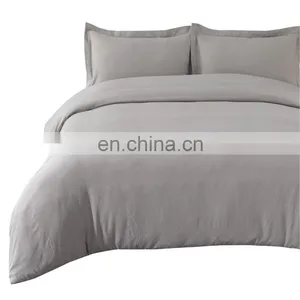 2020 Fashion Durable Solid Color Grey Water Wash Cotton Duvet Cover Sets Bedding thumbnail-2
