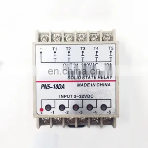 PN5-10DA Din Rail SSR 5 Channel Quintuplicate Five Input Output 24VDC Single Phase DC to AC 10A Solid State Relay thumbnail-1
