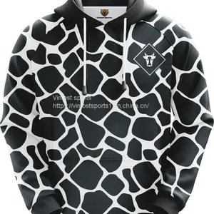 Customized Sublimation Hoodie of Black and White Colors With White Strings thumbnail-1
