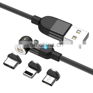 Wholesale 3PIN 1M 2M 540 Degree Rotation Fast Charging Micro Type C Data Magnetic 3 In 1 Usb Charging Cable thumbnail-1