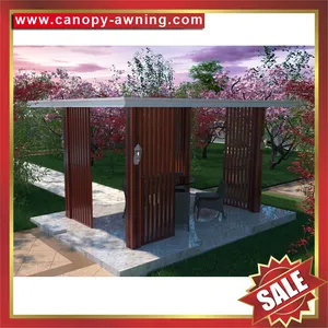 Excellent Backyard Wood Look Aluminum Pavilion Canopy Awning Gazebo Shelter for Sale thumbnail-4