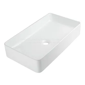 Modern Style 24-inch 61 cm Bathroom Matte Black Ceramic Vessel Sink Countertop Rectangle Matte Black Wash Basin thumbnail-5