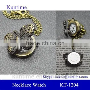 World Cup 2014 Watches Retro Fashion Butterfly Style Necklace Chain Quartz Pocket Watch thumbnail-1