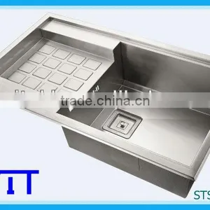Double Bowl Stainless Steel Sink With Drainboard STS 101B(SH) thumbnail-1