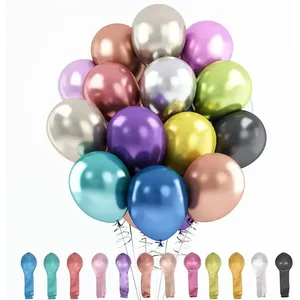 High Quality New Design Wholesale Round Shape 12inch 2.8g Latex Metallic Black Chrome Balloon thumbnail-1