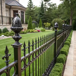 Black Wrought Iron Garden Fence With 2mm Steel Rods thumbnail-4