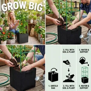 Heavy Duty Square Plant Grow Bags Breathable Fabric Pots for Nursery thumbnail-3