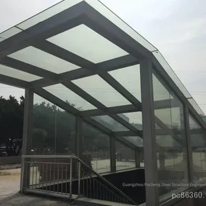 Selling 8+8 Laminated Safety Glass Canopies Made of Steel Structure, Customizing Variable Cross-section Tapered Steel Beams, Curved Steel Beams, Glass Solariums, and Daylighting Roofs thumbnail-1