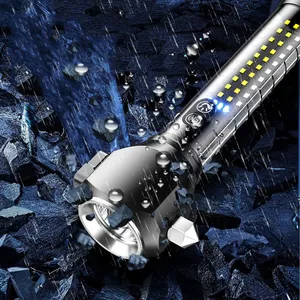 Wholesale 1500LM Multi-function Safety Hammer Flashlight 20W White Laser Rechargeable Car Emergency Torch With Power Bank Magnetic Tail thumbnail-4