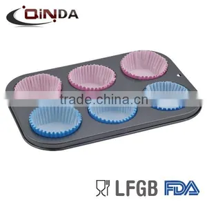 6 Cup Carbon Steel Muffin Pan With Paper Holder thumbnail-1