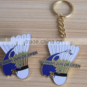 Customized Soft Enamel Badminton Shape Metal Gold Plated Keychains thumbnail-1