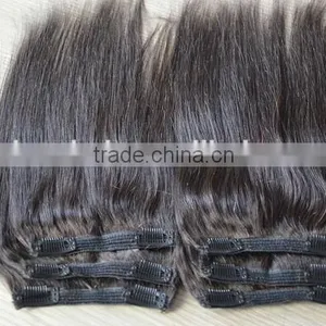 2015 Hot Selling Double Drawn Thick Ends Clip In Hair Extension thumbnail-3