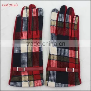 Ladies Cheap Genuine Woolen Top Leather Belt Gloves thumbnail-1