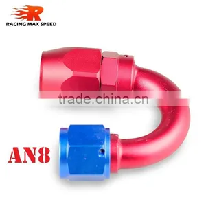 Aluminum Oil Cooler Fitting 180 Degree Resuable Hose End Fuel Line Hose End Fitting Adaptor Blue and Red 40-180-08 thumbnail-1