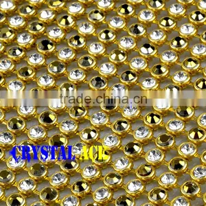 Wholesale 120 x 45cm Gold Aluminium Setting Transfer Crystal Rhinestone Mesh thumbnail-1