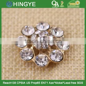 Gold Plating Wholesale Rhinestone Flower Button 15772-1 thumbnail-1