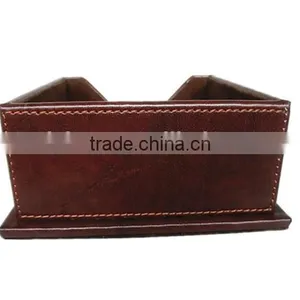 Dark Brown Good Quality Handmade Flannelette Inside Custom Leather Paper Holder thumbnail-3