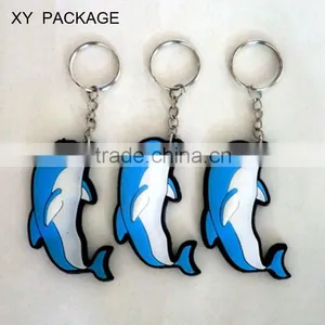 2D Blue Dolphins Shaped Soft PVC Keychain / Soft PVC Key Rings thumbnail-1